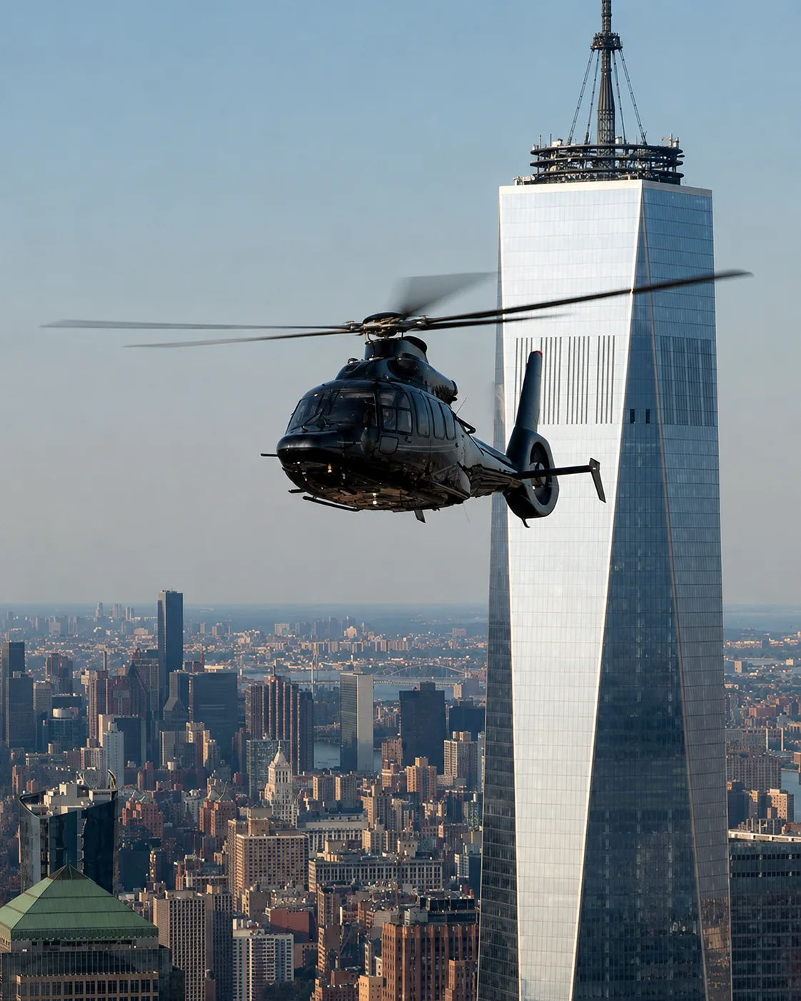 Helicopter flying above New York